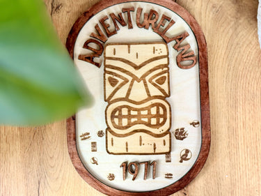 Wooden Tiki Adventureland Sign